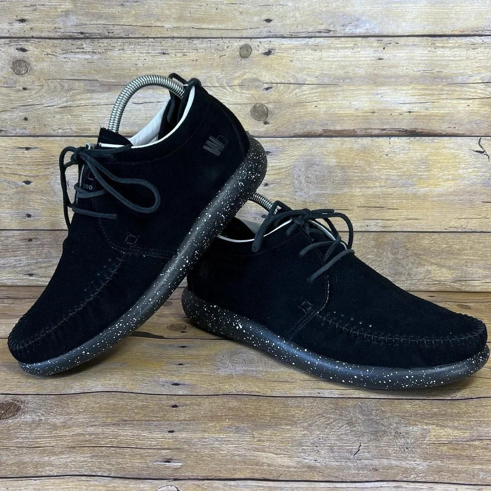 Worldboots Sz 12 Mens Moccasin Sneakers 100%‎ Leather Suede BlackColor